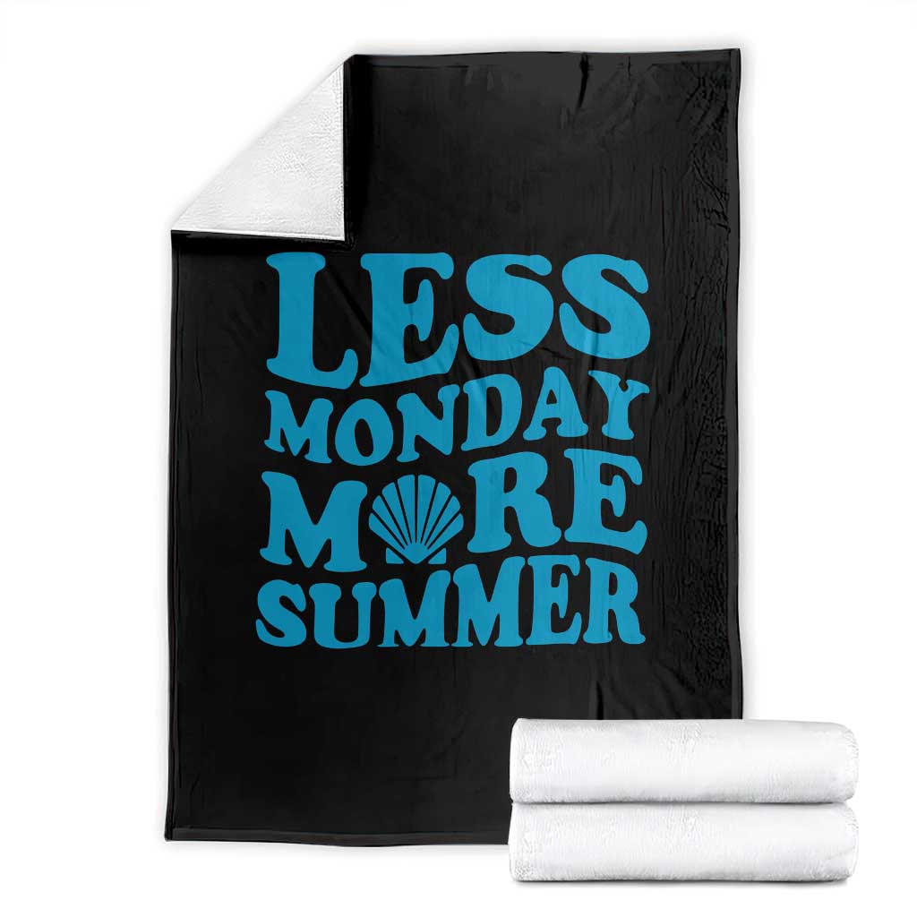 Less Monday More Summer Throw Blanket Retro Beach Seashell Graphic