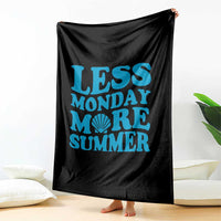 Less Monday More Summer Throw Blanket Retro Beach Seashell Graphic