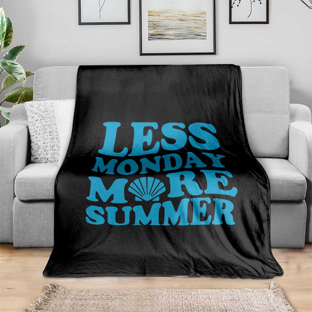 Less Monday More Summer Throw Blanket Retro Beach Seashell Graphic