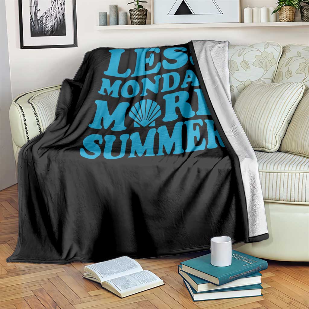 Less Monday More Summer Throw Blanket Retro Beach Seashell Graphic