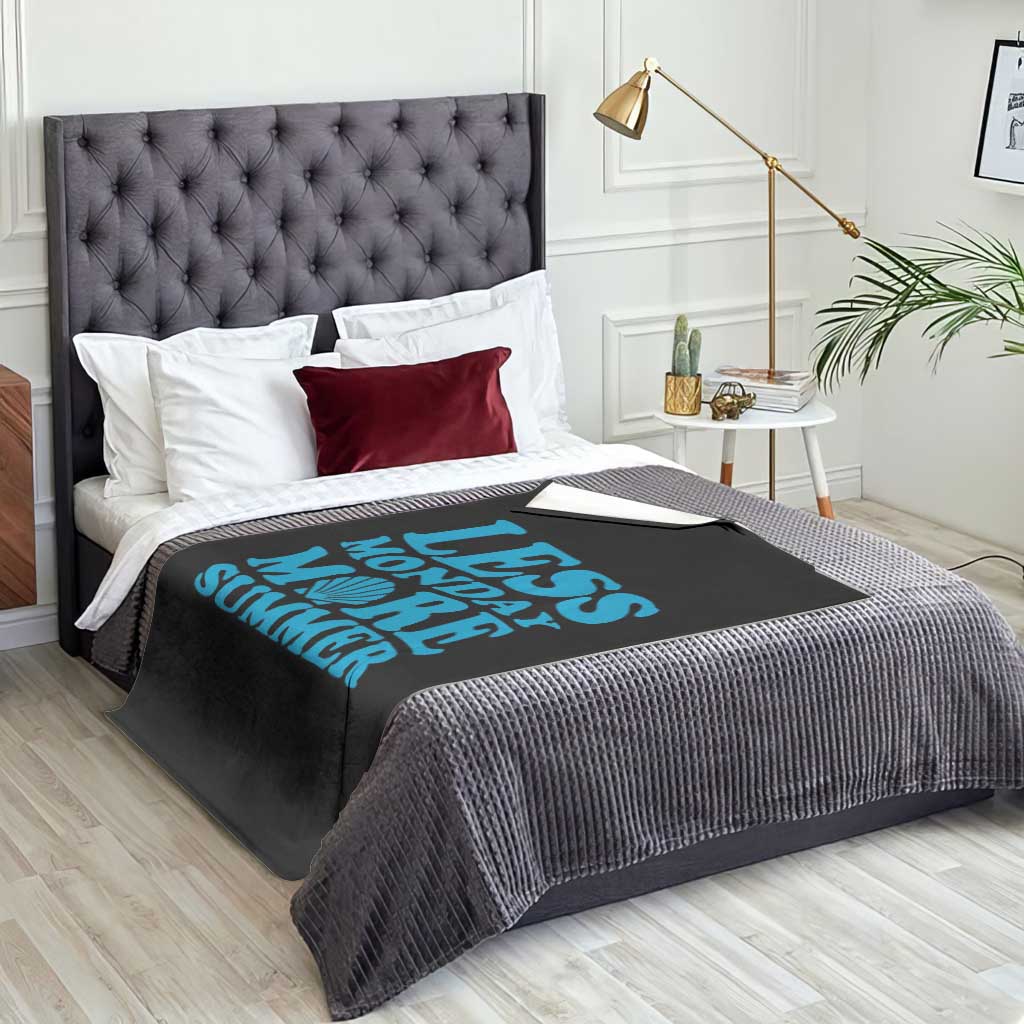 Less Monday More Summer Throw Blanket Retro Beach Seashell Graphic