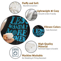 Less Monday More Summer Throw Blanket Retro Beach Seashell Graphic