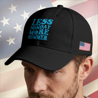 Less Monday More Summer Baseball Cap Retro Beach Seashell Graphic