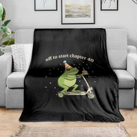 Off To Start Chapter 40 Throw Blanket Funny Frog Scooter 40th Birthday Gift