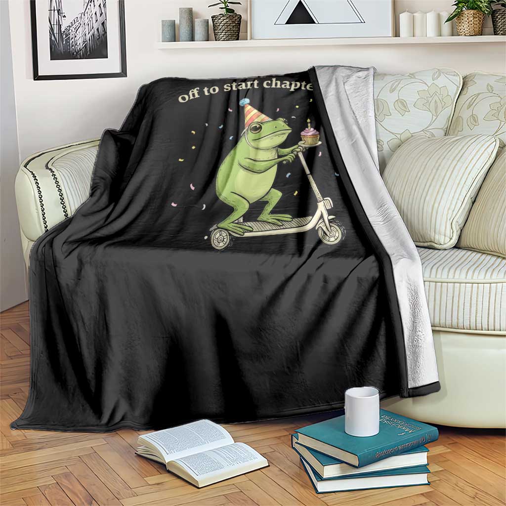 Off To Start Chapter 25 Throw Blanket Funny Frog Scooter 25th Birthday Gift