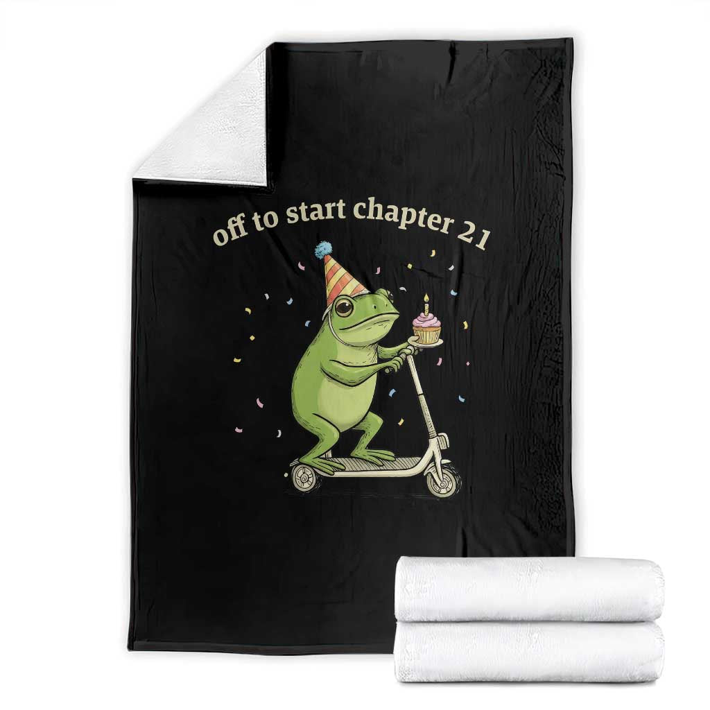 Off To Start Chapter 21 Throw Blanket Funny Frog Scooter 21st Birthday Gift