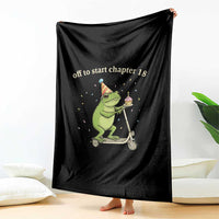 Off To Start Chapter 18 Throw Blanket Funny Frog Scooter 18th Birthday Gift
