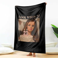Look Who's 21 Throw Blanket Funny Birthday Doll Face Meme