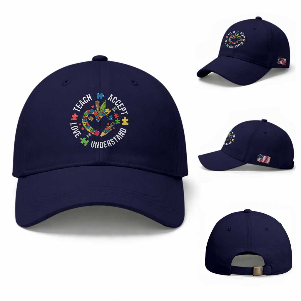 Special Education Teacher Autism Baseball Cap Teach Accept Understand Love