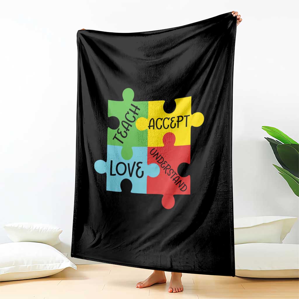 Special Ed Educator Autism Support Throw Blanket Teach Accept Understand Love