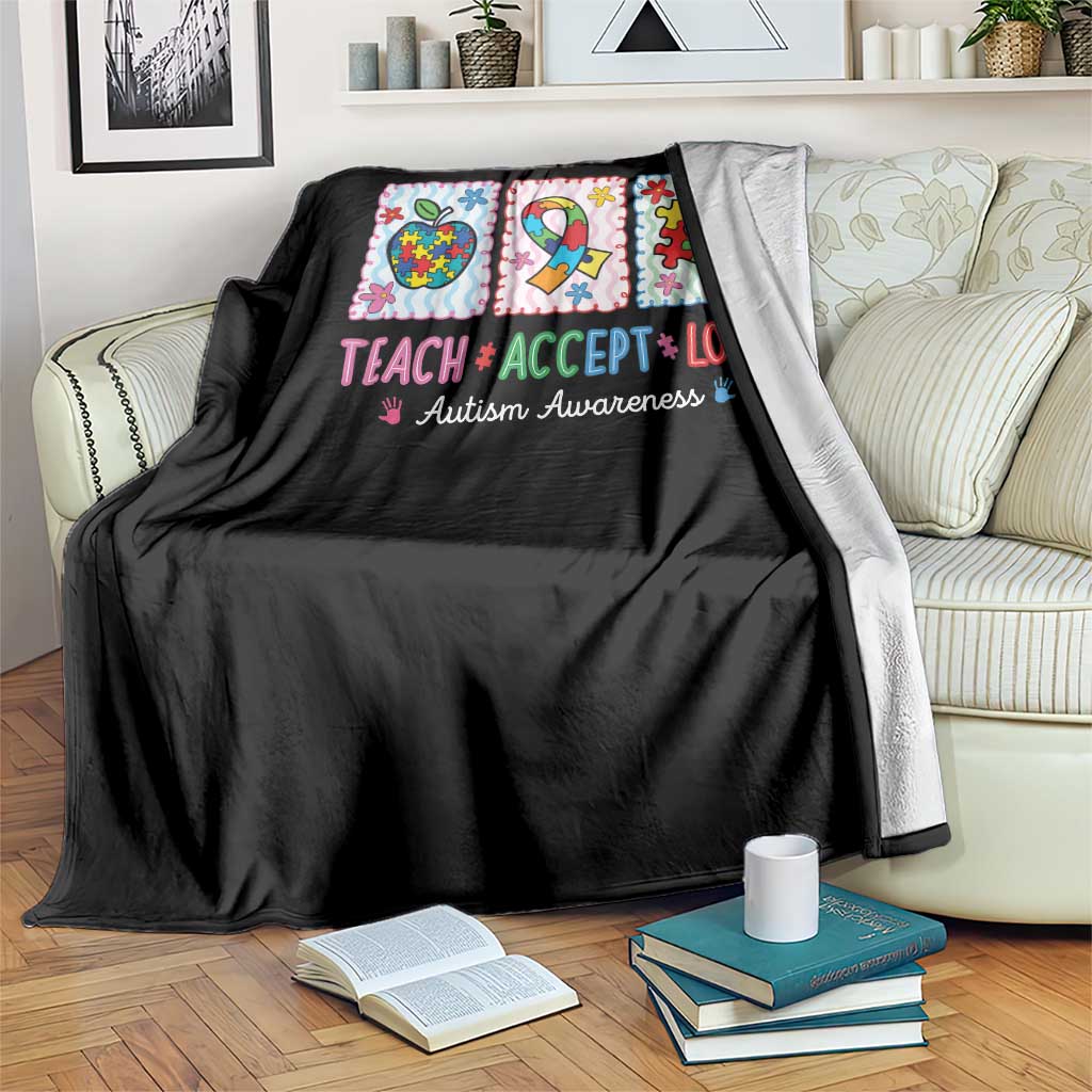 Autism Acceptance Support Throw Blanket Teach Accept Love