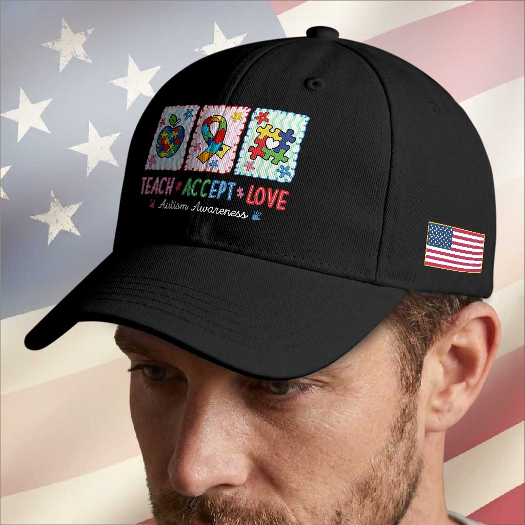 Autism Acceptance Support Baseball Cap Teach Accept Love