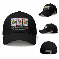 Autism Acceptance Support Baseball Cap Teach Accept Love