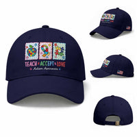 Autism Acceptance Support Baseball Cap Teach Accept Love