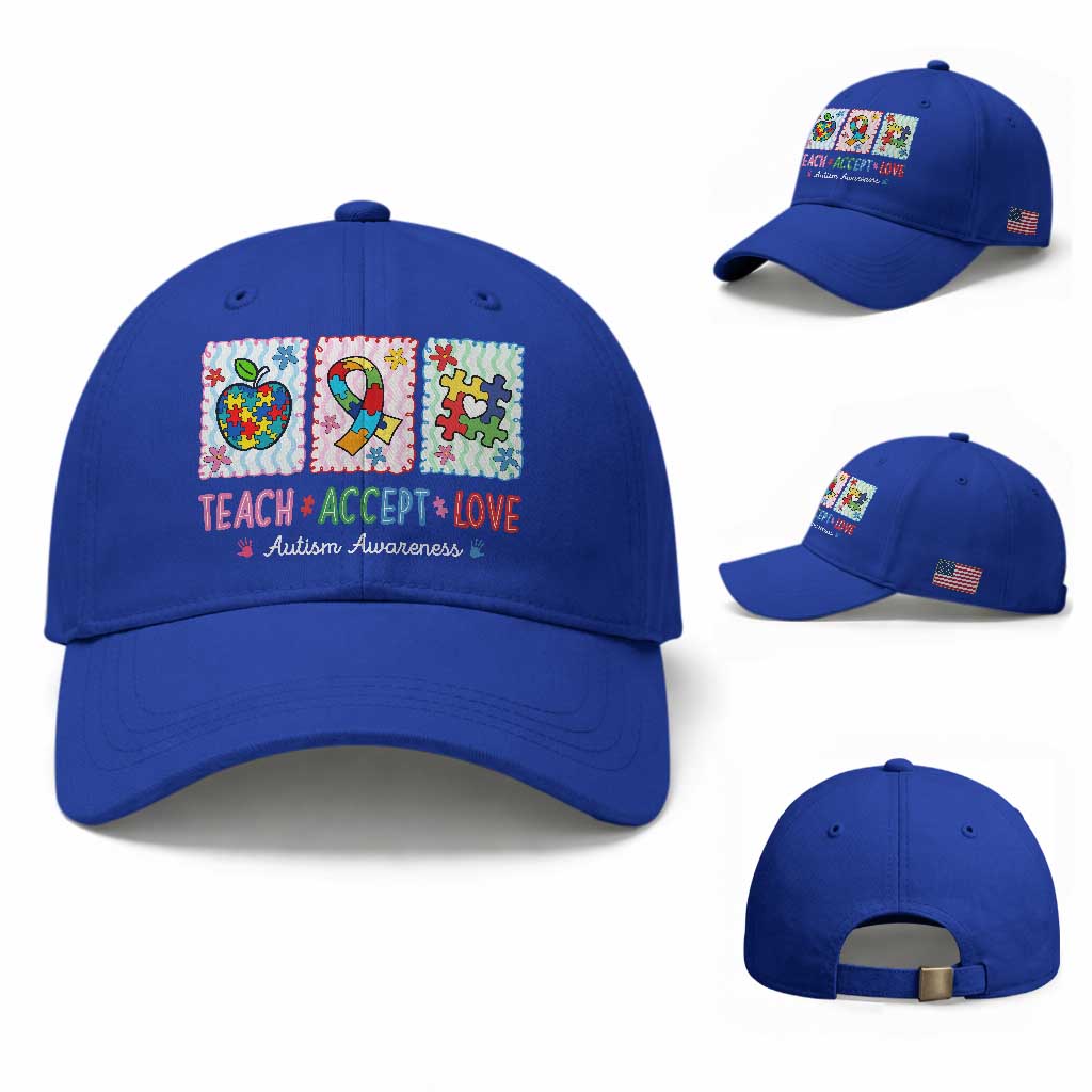 Autism Acceptance Support Baseball Cap Teach Accept Love