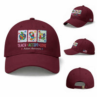 Autism Acceptance Support Baseball Cap Teach Accept Love