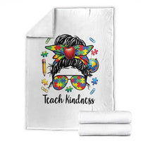 Sped Educator Autism Support Throw Blanket Teach Kindness Messy Bun