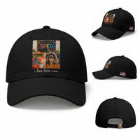 Funny SPED Raccoon Teacher Baseball Cap I Live Here Now
