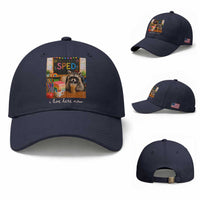 Funny SPED Raccoon Teacher Baseball Cap I Live Here Now