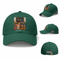 Funny SPED Raccoon Teacher Baseball Cap I Live Here Now