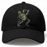 Autism Acceptance Rock Guitar Skeleton Baseball Cap Music Lover