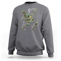 Autism Acceptance Rock Guitar Skeleton Sweatshirt Music Lover