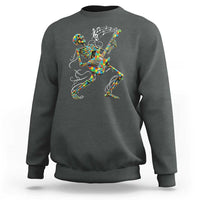 Autism Acceptance Rock Guitar Skeleton Sweatshirt Music Lover