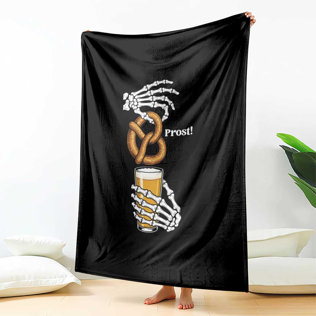 Prost Beer Lover Skeleton Hands German Festival Graphic Throw Blanket