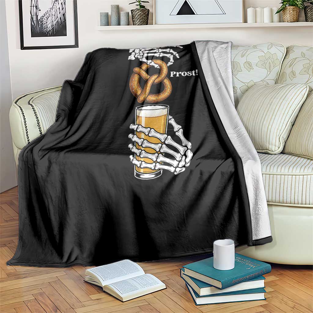 Prost Beer Lover Skeleton Hands German Festival Graphic Throw Blanket