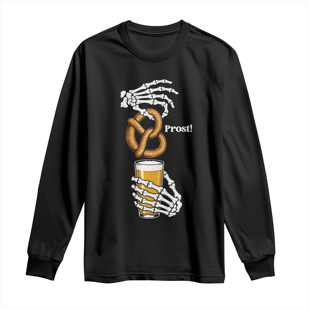 Prost Beer Lover Skeleton Hands German Festival Graphic Long Sleeve Shirt