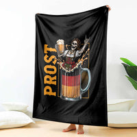 Funny Skeleton Oktoberfest Throw Blanket Spooky Prost German Beer Drinker Graphic