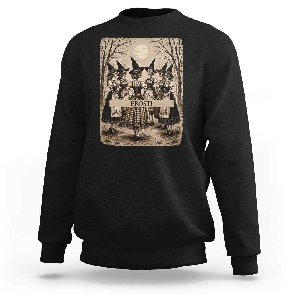 Skeleton Witches Coven Oktoberfest Sweatshirt German Dirndl Spooky Beer Festival Gift