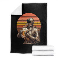 Funny Medieval Renaissance Drinker Throw Blanket Vintage Knight In Armor Beer Lover