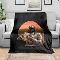 Funny Medieval Renaissance Drinker Throw Blanket Vintage Knight In Armor Beer Lover