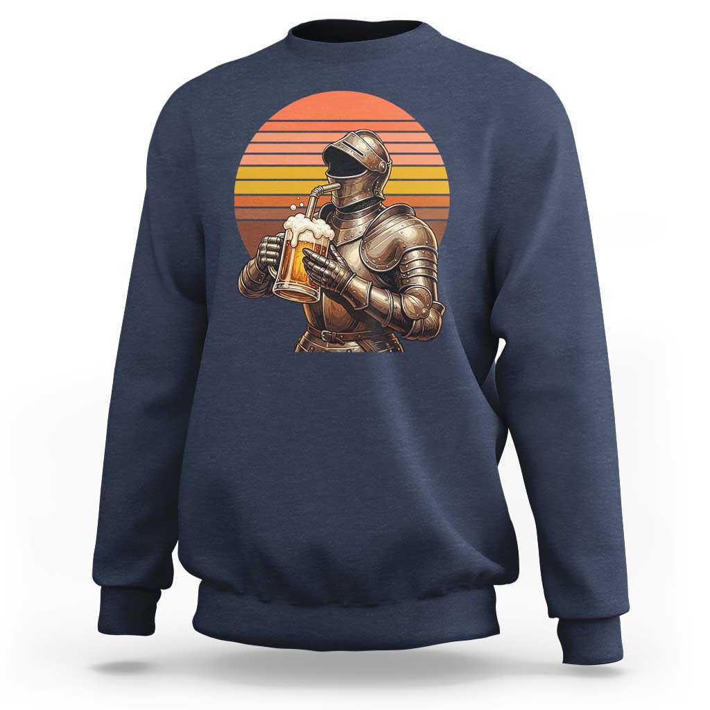 Funny Medieval Renaissance Drinker Sweatshirt Vintage Knight In Armor Beer Lover