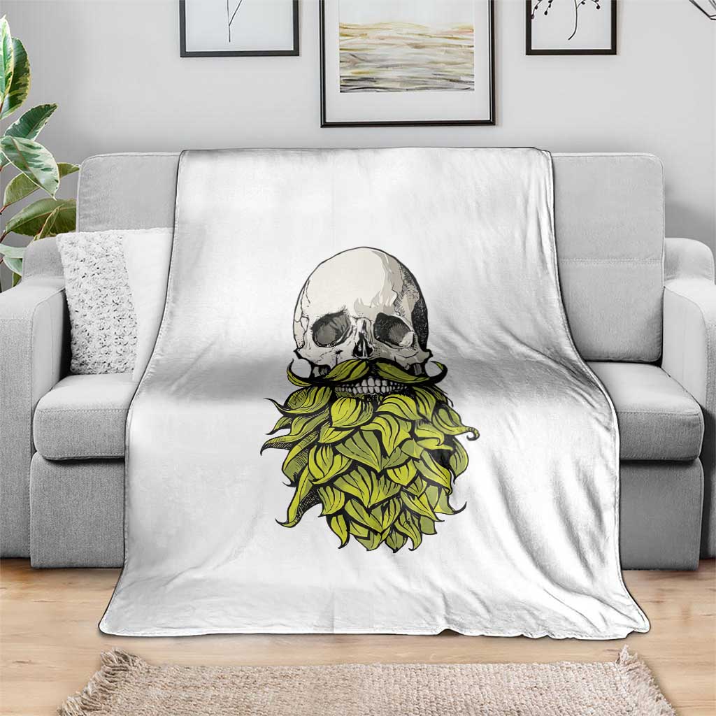 Vintage Craft Brewer Beer Lover Gift Throw Blanket Beer Hops Beard Skull