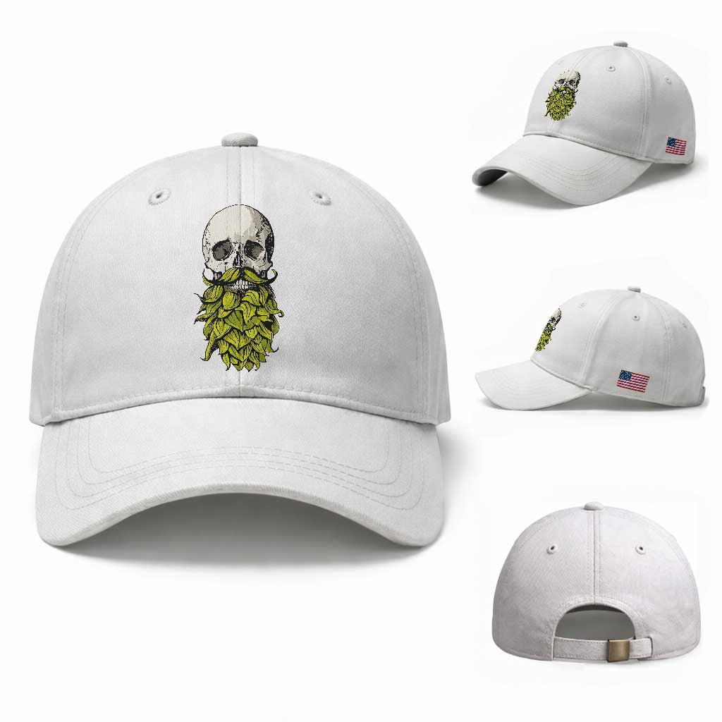 Vintage Craft Brewer Beer Lover Gift Baseball Cap Beer Hops Beard Skull