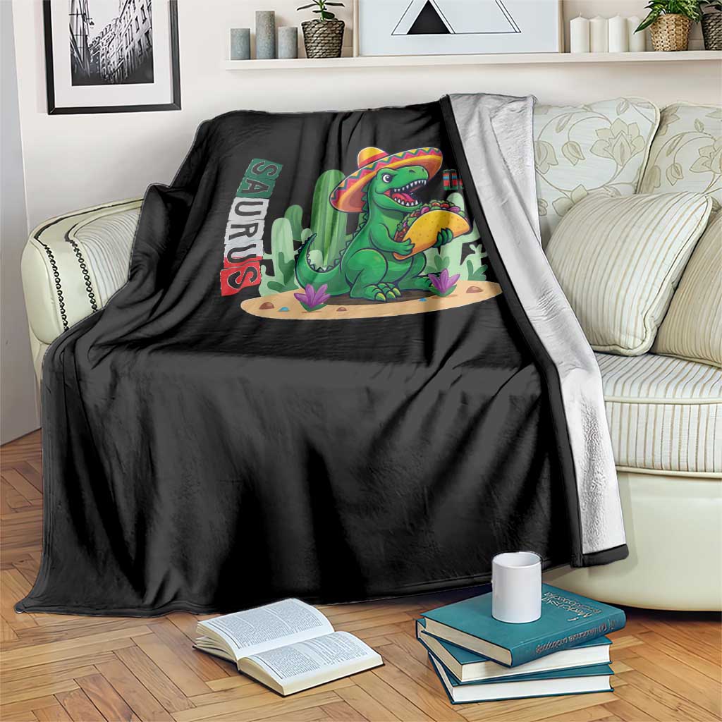 Mexican Food Lover Gift Throw Blanket Funny Dinosaur Taco Saurus - Wonder Print Shop