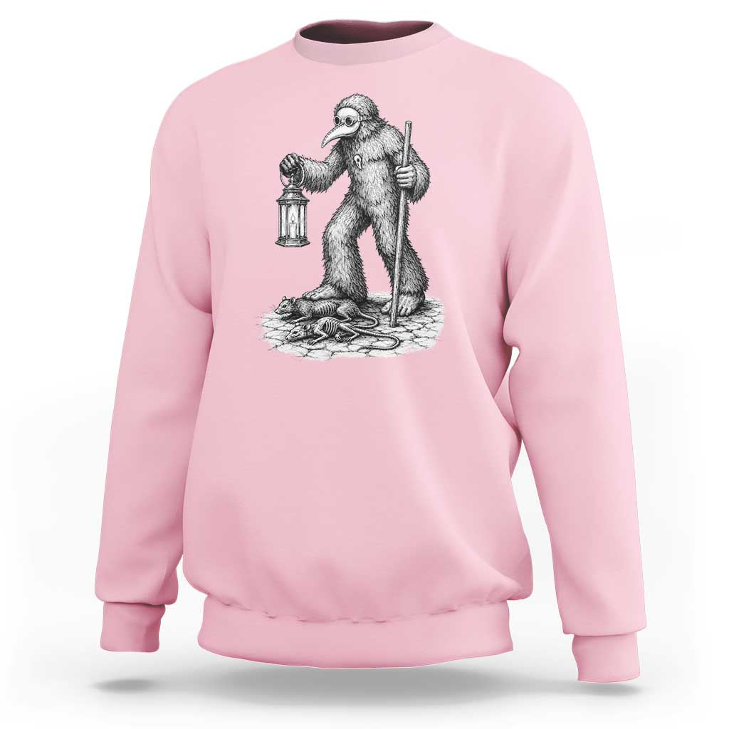 Gothic Plague Doctor Bigfoot Sweatshirt Horror Cryptid Spooky Folklore