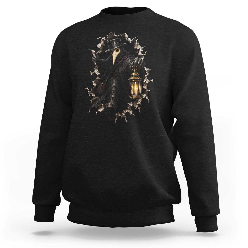 Gothic Plague Doctor Horror Sweatshirt Spooky Medieval Dark Folklore