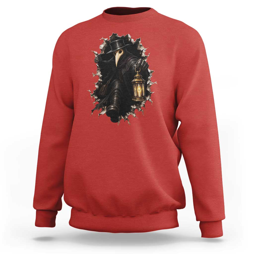 Gothic Plague Doctor Horror Sweatshirt Spooky Medieval Dark Folklore