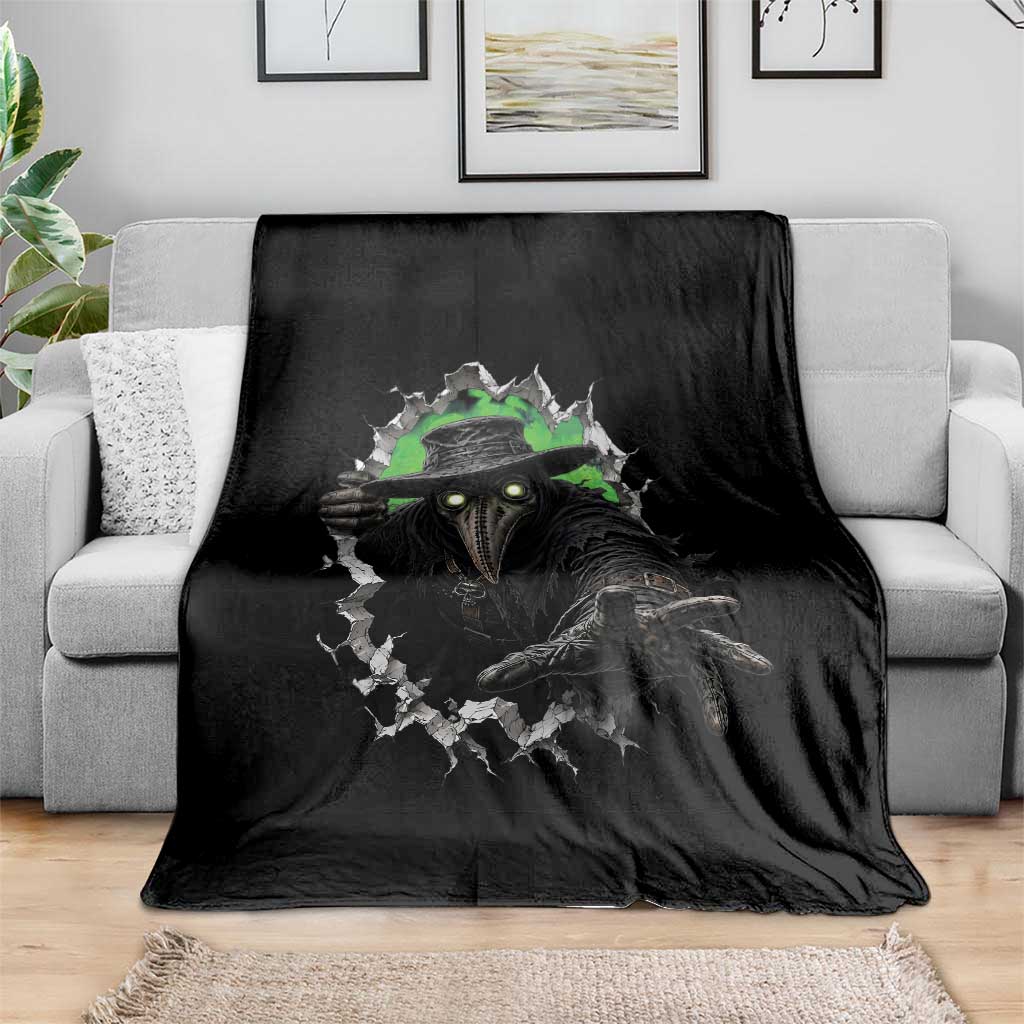 Halloween Plague Doctor Throw Blanket Gothic Medieval History Gift