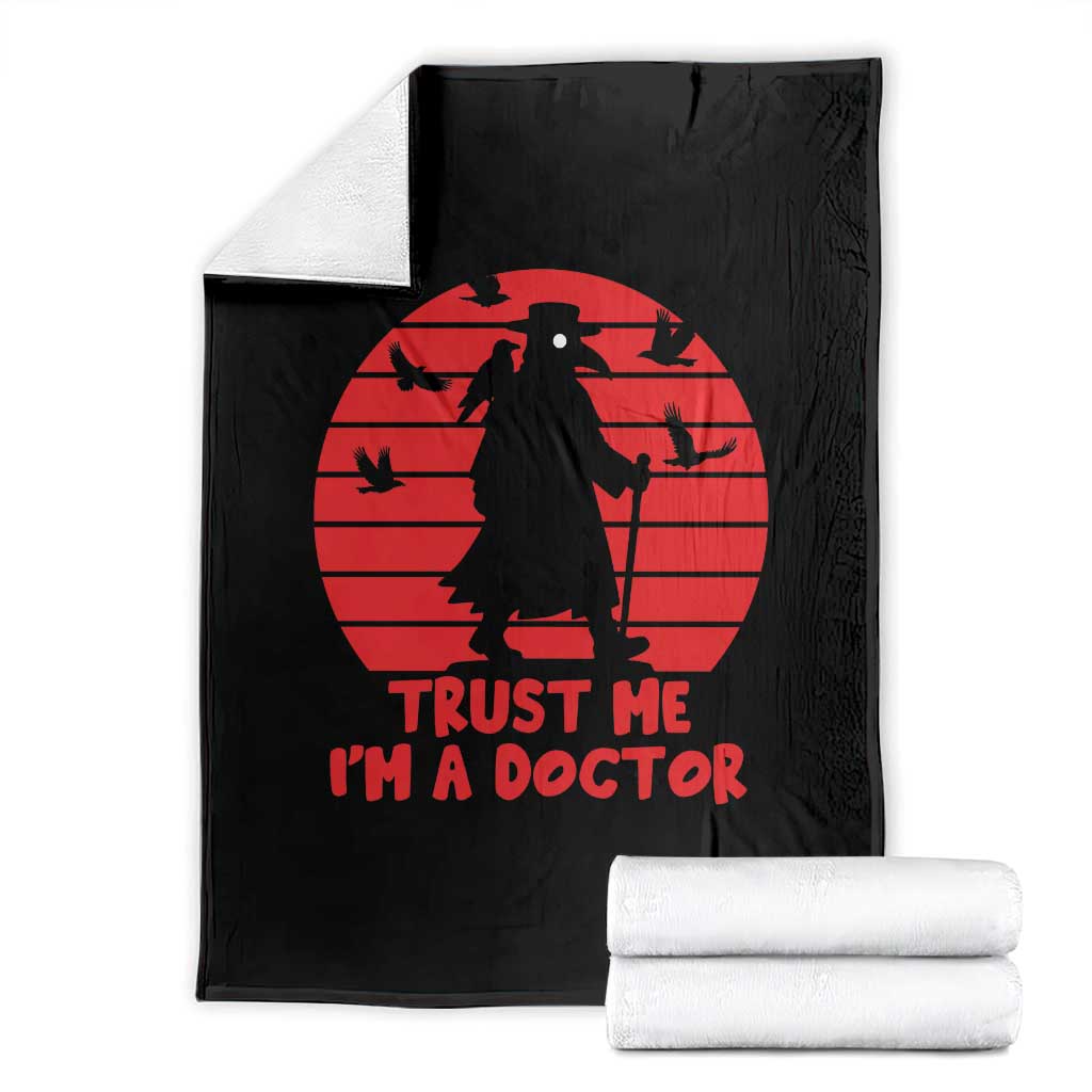 Vintage Trust Me Im A Plague Doctor Gothic Horror Throw Blanket