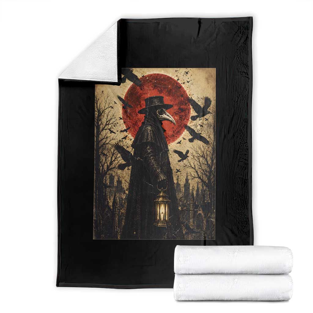 Vintage Japanese Ukiyoe Plague Doctor Throw Blanket Medieval History Gift
