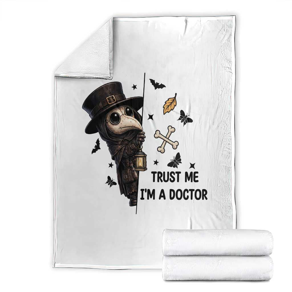 Cute Plague Doctor Trust Me Im A Doctor Throw Blanket Spooky Halloween Gift
