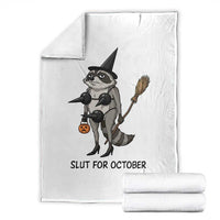 Funny Trashy Raccoon Witch Halloween Throw Blanket Slut For October