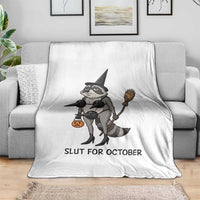 Funny Trashy Raccoon Witch Halloween Throw Blanket Slut For October