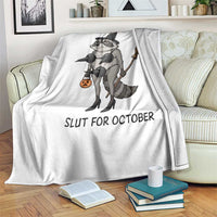 Funny Trashy Raccoon Witch Halloween Throw Blanket Slut For October