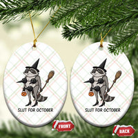 Funny Trashy Raccoon Witch Halloween Ceramic Ornament Slut For October
