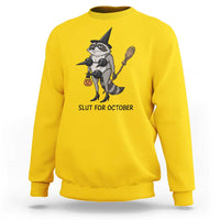 Funny Trashy Raccoon Witch Halloween Sweatshirt Slut For October